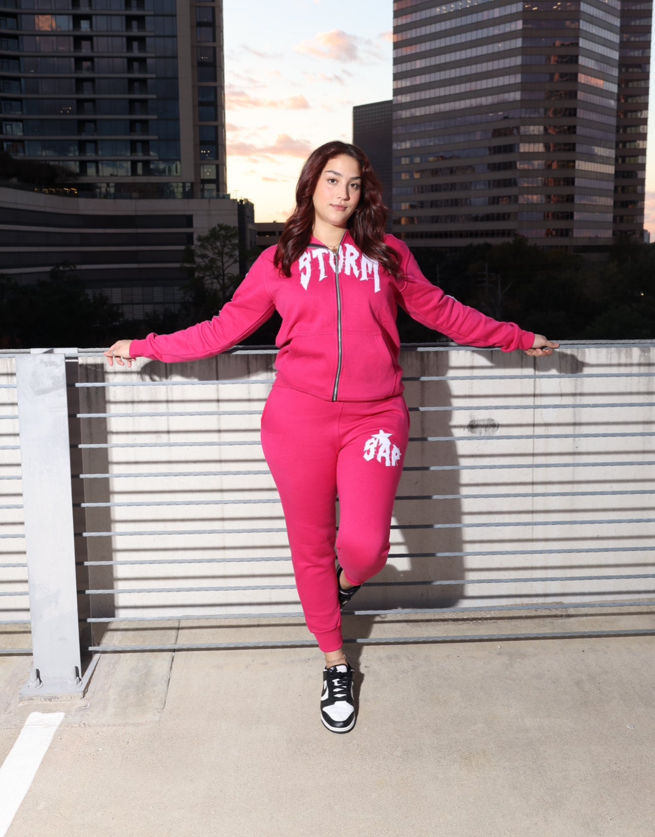PINK STORM FULL ZIP UP HOODIE