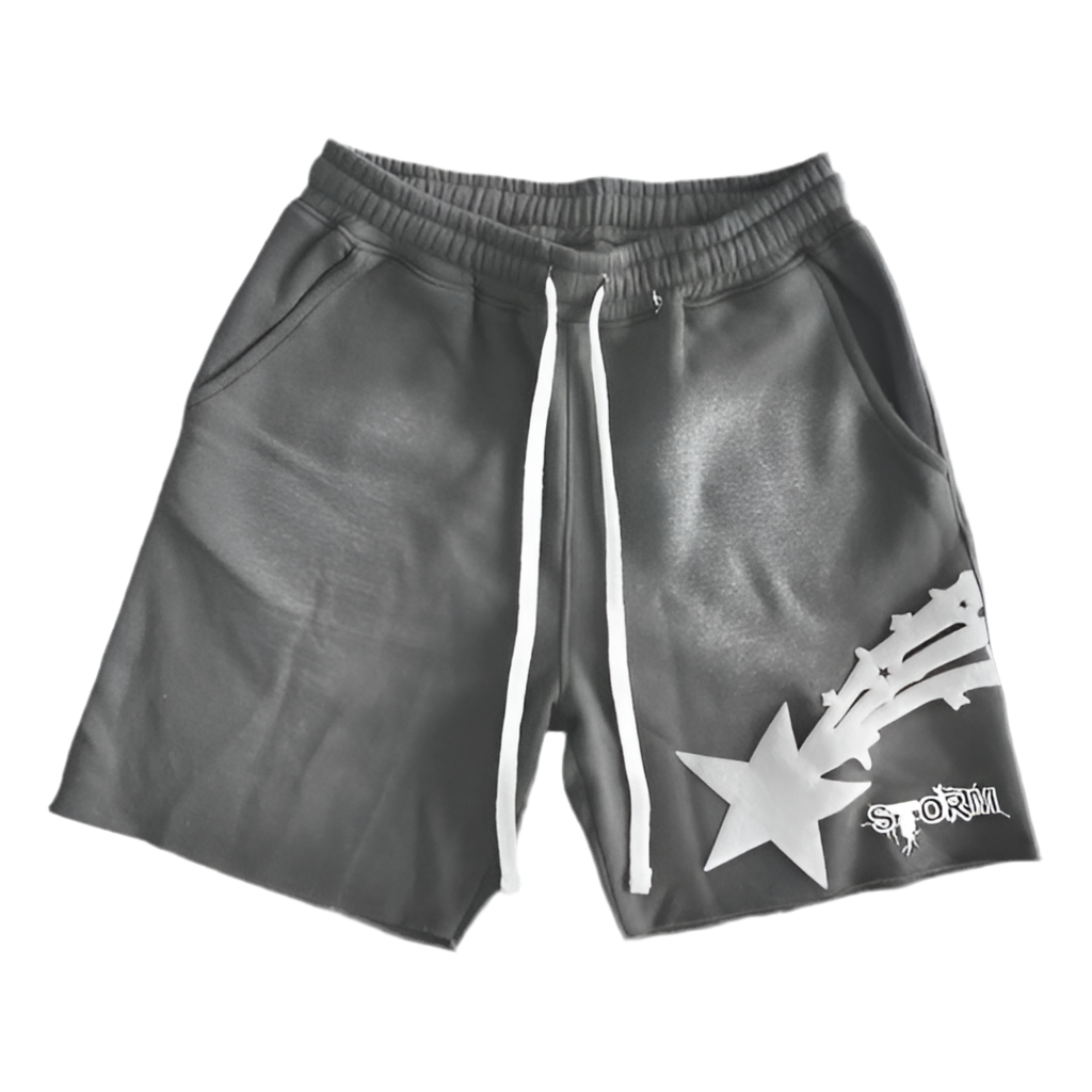 STORM GREY ACID WASH SHORTS