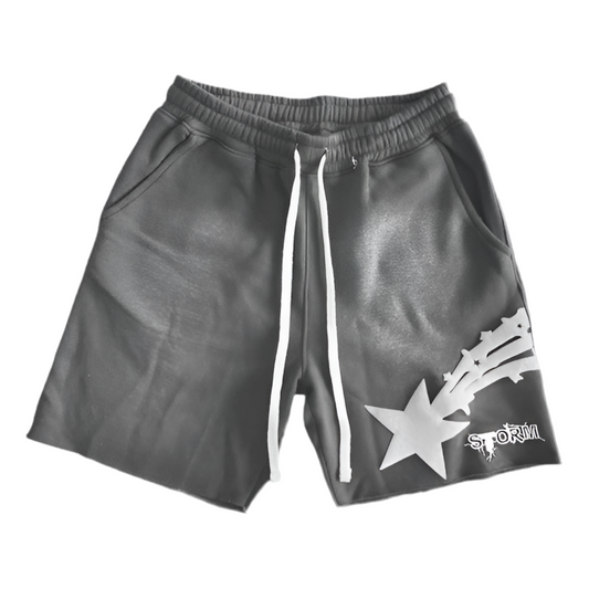 STORM GREY ACID WASH SHORTS