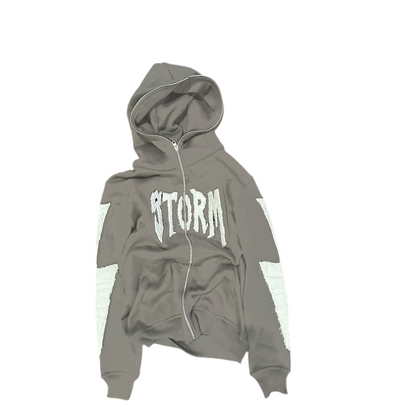 GREY STORM FULL ZIP UP HOODIE